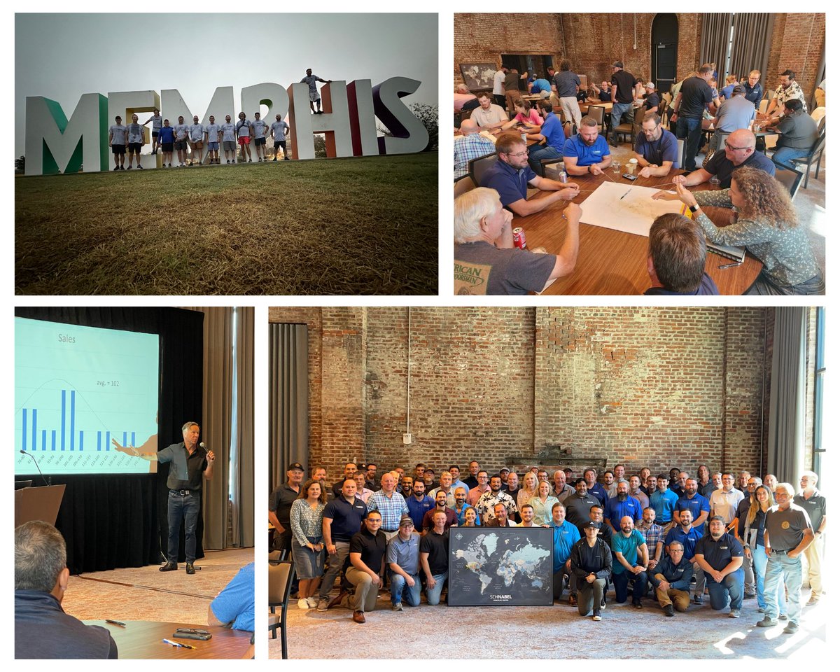 SchnabelGeo's tweet photo. 🌆 Day 1 of our Fall Meeting in Memphis is in the books!

👷‍♂️👷‍♀️Our engineers and foremen are participating in team-building activities, receiving valuable updates from our corporate team, and learning about ongoing Schnabel projects across the U.S.

#FallMeeting #PrincipledProven https://t.co/d6kqvnLSrt