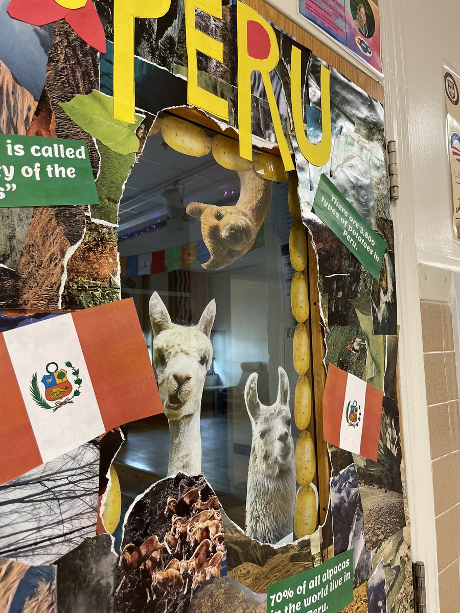 Ceebrating the beauty of Peru for Hispanic Heritage Month at school!! My homeroom students worked on this project for a door decorating contest. Do you think they will win?!