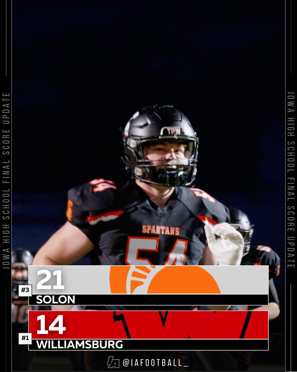 IAfootball_'s tweet photo. TOP DOG GOES DOWN! 🤯

Solon’s defense plays lights out en route to a victory over 3A’s top team!

#IAfootball | #iahsfb https://t.co/SsykPkUvdc