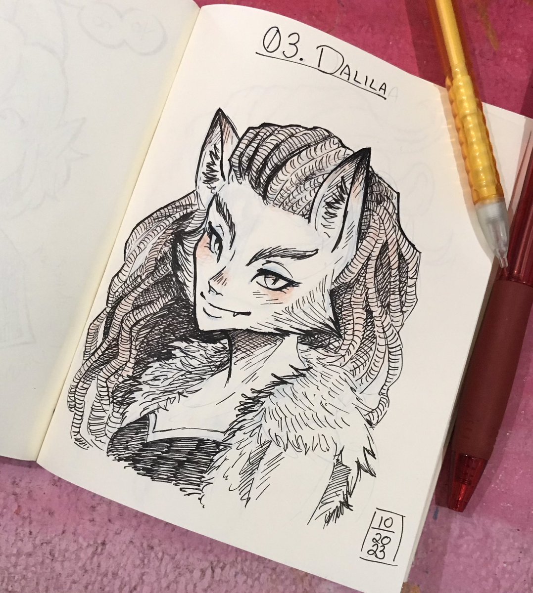 dianart_rex's tweet photo. #orctubre2023 de #tirandorol 
Día 3.Dalila
Para mi Dalila es la mamá del grupo … amo las interacciones que tiene con Miki 💖
.
.
#dnd #DnDcharacter #shifter #homebrew #druid #sketch #traditionalart #inkdrawing https://t.co/DCHAllzwne