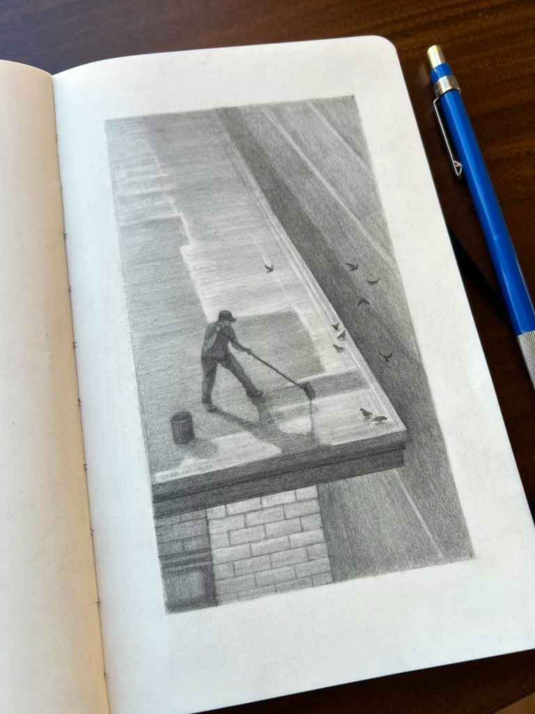 derekmaclellan's tweet photo. “Roofers &amp; Pigeons”

#drawing #sketchbook https://t.co/mVEcuAfK1v