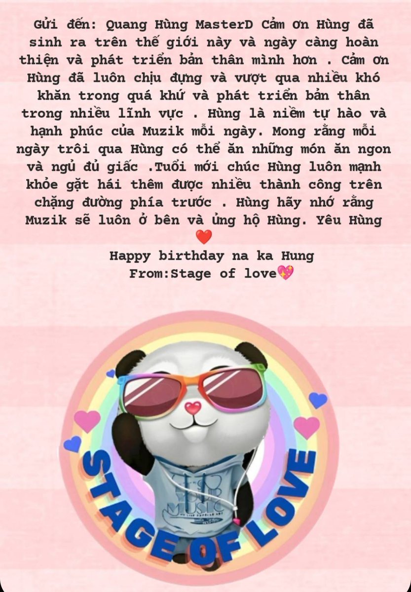 NuiNui33925611's tweet photo. Happy birthday to you @QH_MasterD I wish this year 's birthday a lot of good things 🥳
#QuangHungMasterD 
#STAGEOFLOVE https://t.co/iek1vIHzgC