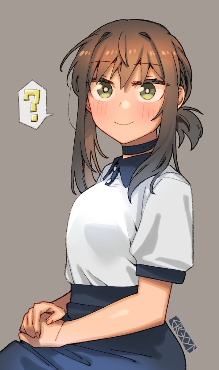 fubuki (kancolle) 1girl solo grey background green eyes shirt ? simple background  illustration images