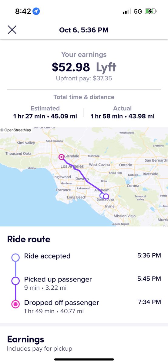 izzy_pc_gaming's tweet photo. @sergioaved @TheRideshareGuy @davidrisher @lyft Show him this next time extra 30 minutes in traffic and I get no adjustment under our old rate card this ride would have pay me $49.55 😡 https://t.co/DS2k65652i