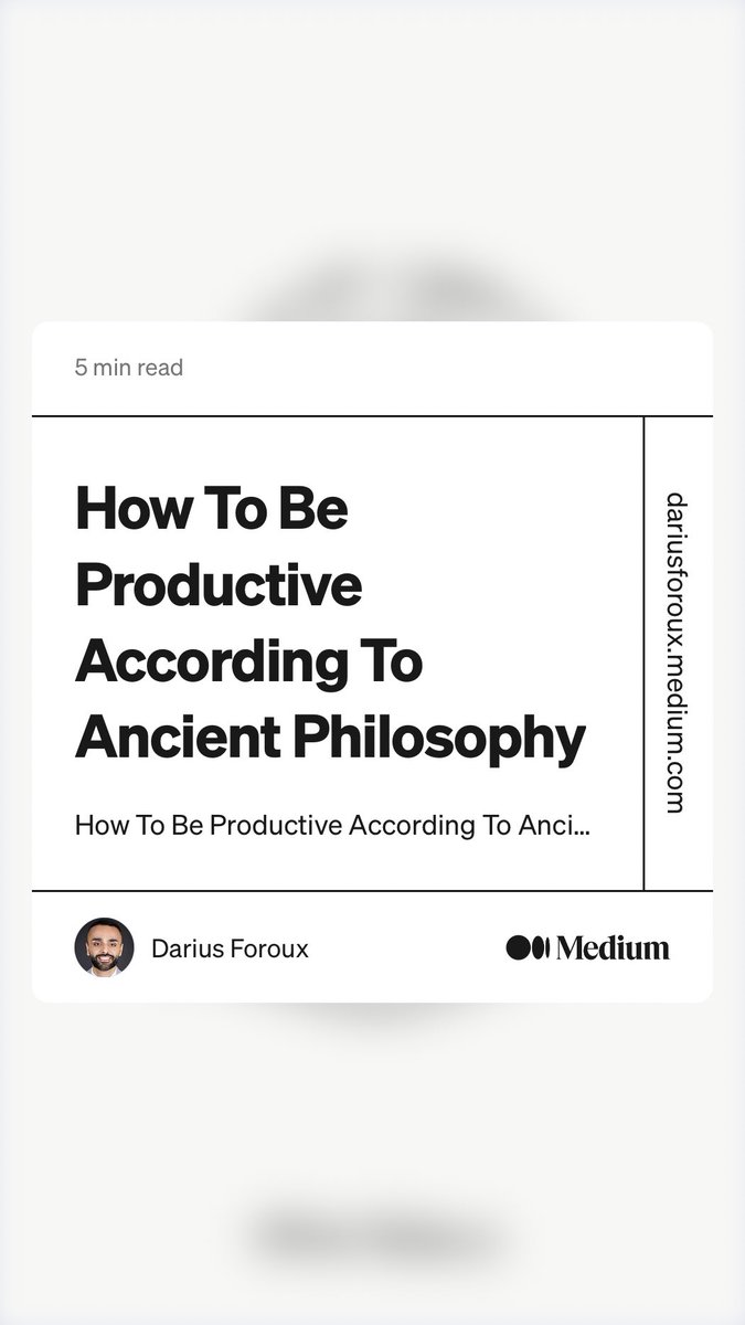 sanitysideup's tweet photo. “How To Be Productive According To Ancient Philosophy” by Darius Foroux
https://t.co/W6aKLhxQmy https://t.co/9I5ZnBYL8c