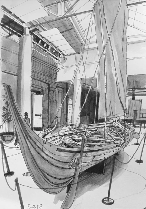 I feel like boats and boat shapes are one of my weaker areas, mostly because I've only had about 4 opportunities to sketch them (Colorado does not a lot of large bodies of water). I do remember feeling good about this Viking boat from 2017