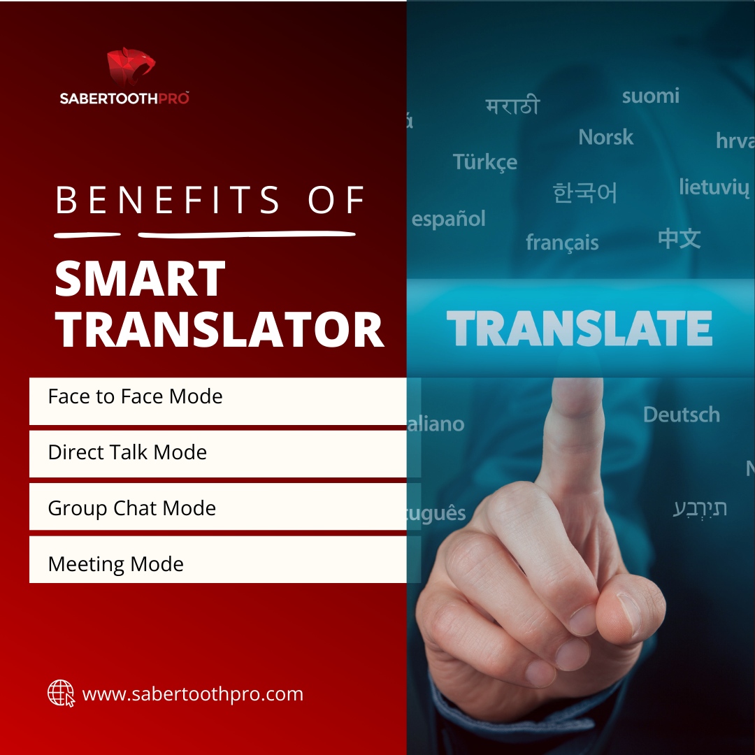 SabertoothPro's tweet image. Check out these benefits of Smart Translator! 🌐🗣️

Discover how this innovative technology is transforming the way we communicate and connect globally. 

Stay tuned for more insights. 💼✨

#SmartTranslator #LanguageTranslation #GlobalCommunication #Innovation #TechAdvancements