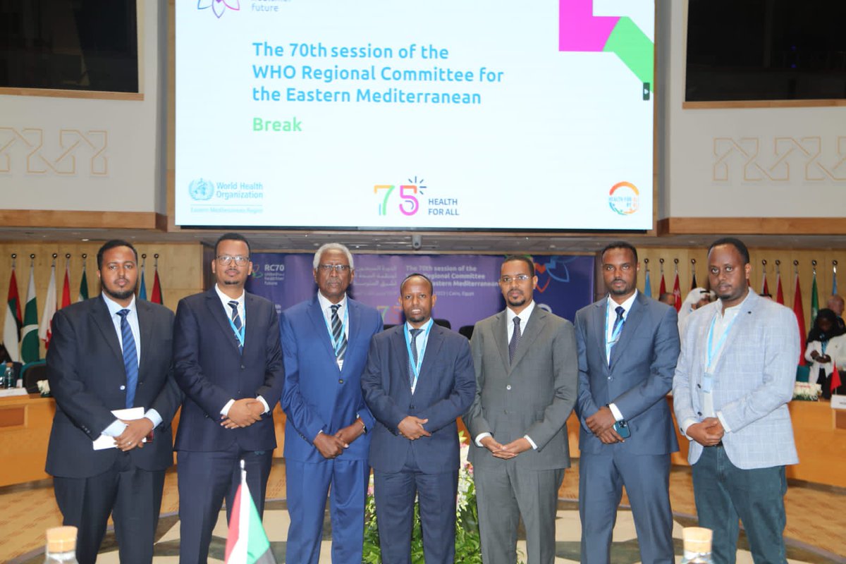abdirizak_wayel's tweet photo. The #RC70 session of the WHO Regional Committee EMRO concluded with important decisions and resolutions on priority health issues.The RC endorsed the 5-year report on implementing the strategic priorities of “Vision 2023: health for all by all – a call for solidarity and action https://t.co/ybmeOe2a60