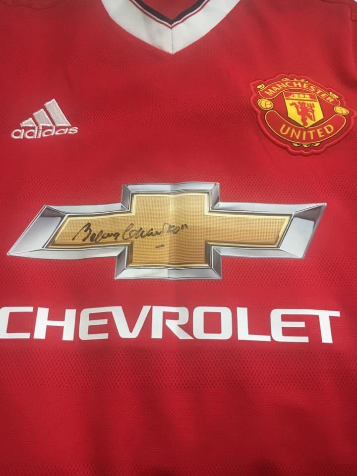 Terrible news about Sir Bobby. Very lucky to have got a signed shirt from him. #MUFC
