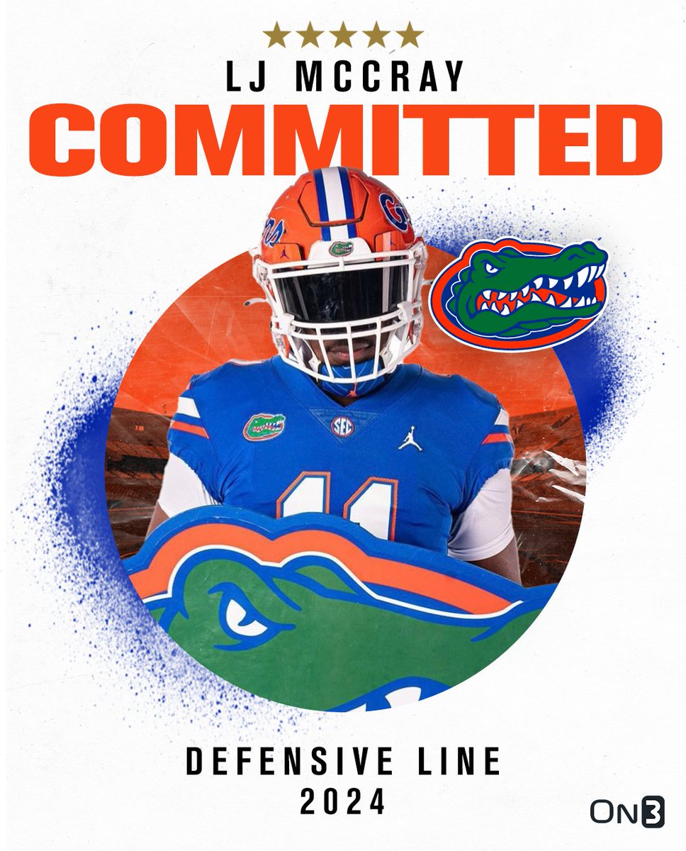 Rivals's tweet image. 🚨BREAKING🚨 5-star DL LJ McCray has committed to Florida🐊 

McCray ranks No. 8 NATL. (No. 1 DL) in the On300 rankings‼️

More from @ChadSimmons_: on3.com/college/florid…