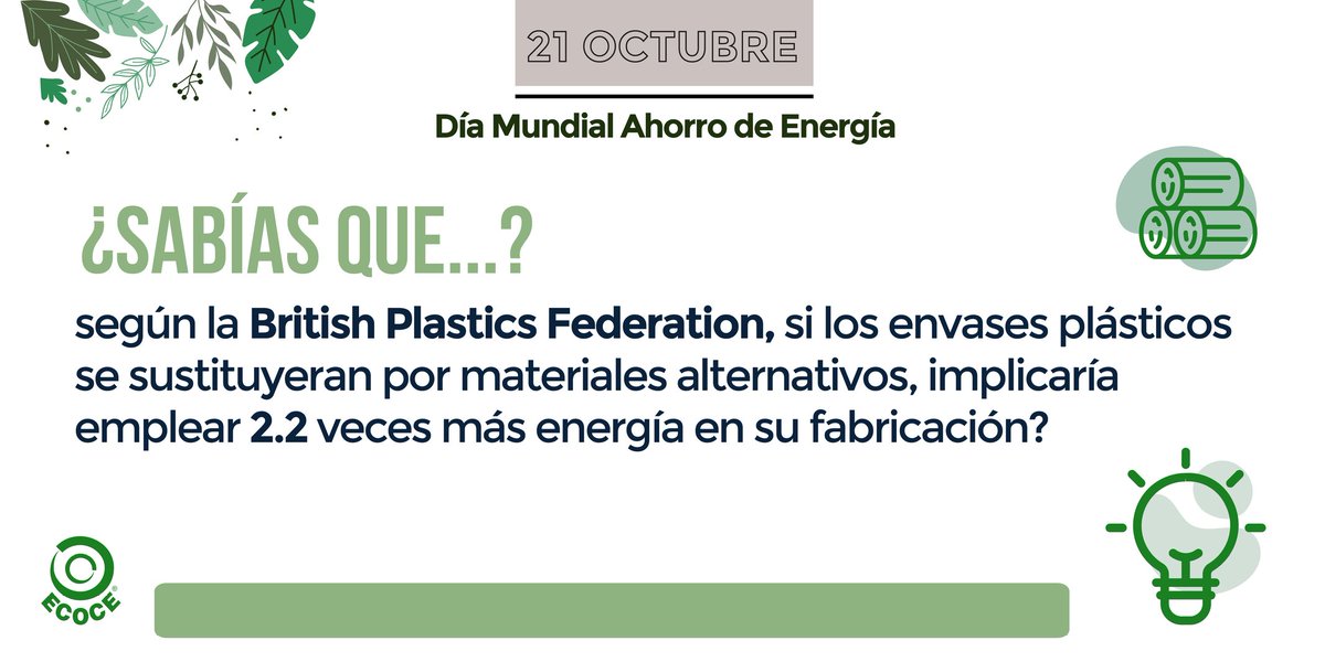 Este Día Mundial del Ahorro de Energía ⚡🔋, te contamos que como parte de la Economía Circular, el #reciclaje ♻️ contribuye a reducir la contaminación ambiental, ya que este proceso ahorra recursos como energía, agua y materias primas.
Conoce más en: ecoce.mx/reciclaje