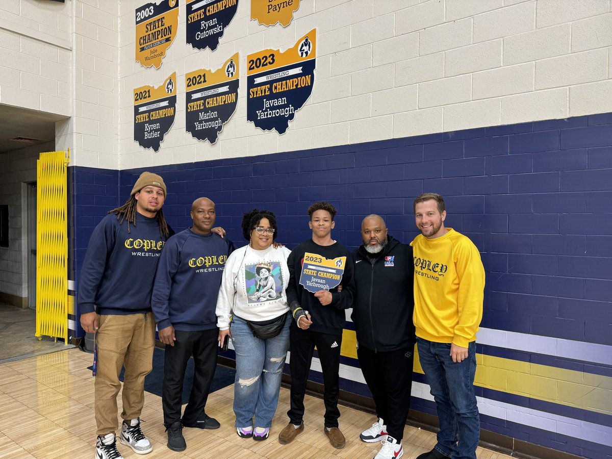 CopleyHSSports's tweet image. At yesterday’s fall pep assembly, we had the privilege of adding Javaan Yarbrough’s state championship banner to the honor wall in the main gym. Congratulations! #roomforonemore