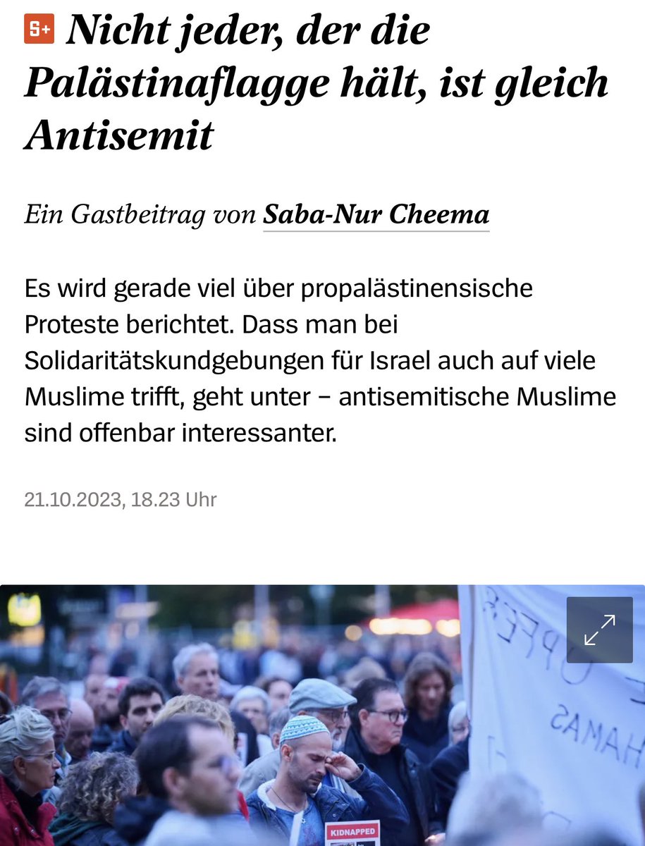 Saba-Nur Cheema (@sabanurcheema) on Twitter photo Die Debatte über Israelhass unter Muslimen ist überfällig. Jedoch vermisse ich aktuell jegliche Differenzierung. Darüber schrieb ich für <a href="/derspiegel/">DER SPIEGEL</a>.
spiegel.de/kultur/antisem… Die Debatte über Israelhass unter Muslimen ist überfällig. Jedoch vermisse ich aktuell jegliche Differenzierung. Darüber schrieb ich für <a href="/derspiegel/">DER SPIEGEL</a>.
spiegel.de/kultur/antisem…