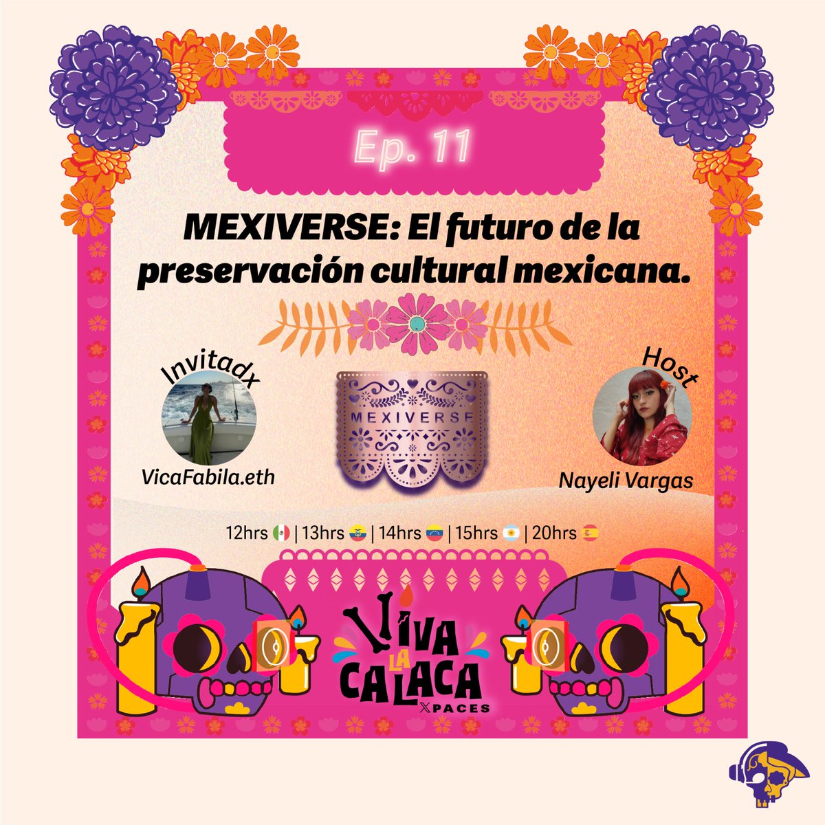 VivaLaCalaca's tweet photo. ¿Sabías que... la tecnología que ofrece la web3 proporcionará múltiples beneficios en cuanto al futuro de la preservación cultural mexicana? 

Nos veremos el lunes 23 de octubre con @Fabila2406 con @MEXIVERSENFTS solo aquí en Viva la Calaca.

 🌼💀🌼
 https://t.co/RX0nTVDey5 https://t.co/TdAasinDG1