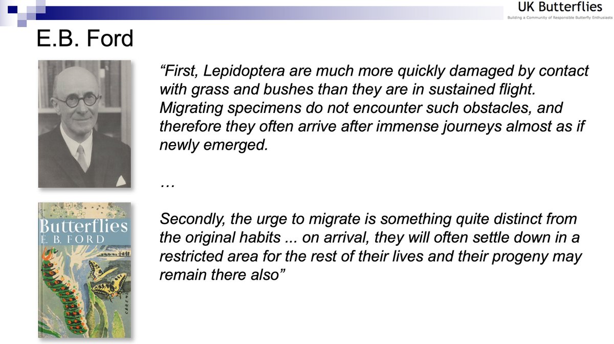 Just finishing up a presentation I'll be delivering soon at BC events for Upper Thames & Sussex branches. I couldn't resist including these quotes from the great E.B. Ford. Published in 1945, it answers the questions around migrants arriving unscathed, and remaining in one area.