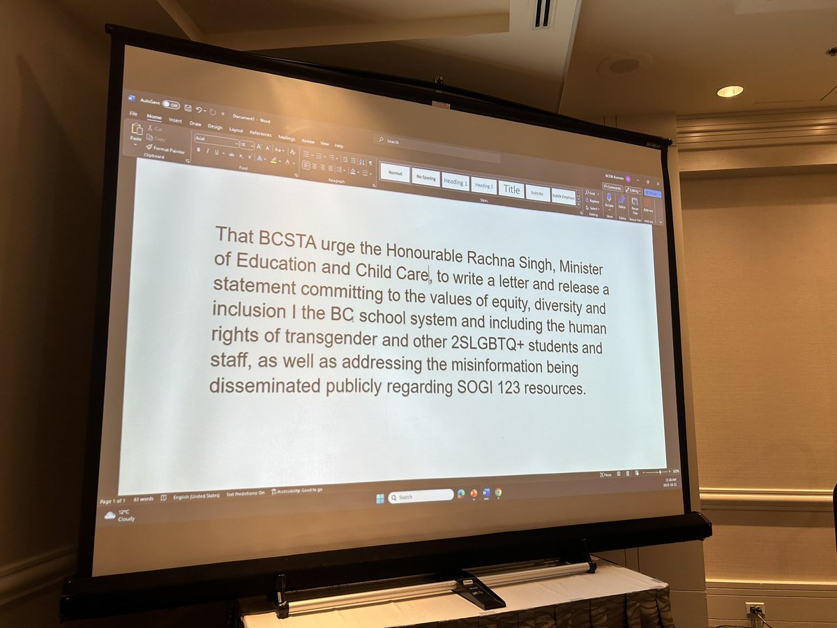 Late motion 9.3.2, Request for the Minister of Education and Child Care's Support for Equity, Diversity and Inclusion, has been carried as amended at #BCSTA’s Provincial Council. Our business session is now adjourned. #bced
