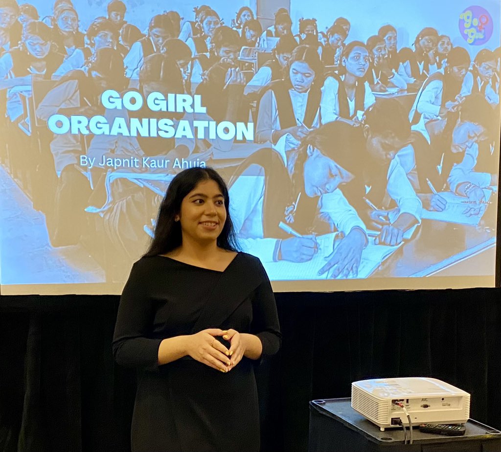 jeremy_bradbury's tweet photo. Japnit Ahuja, the founder of the Go Girl Organization, presenting “Changing the face of technology” at the Annual Canadian Celebration of Women in Computing Conference (#CANCWIC 2023). Japnit is a Computer Science student at #OntarioTech and a member of the SEER Lab. https://t.co/O6mkY3BhgJ