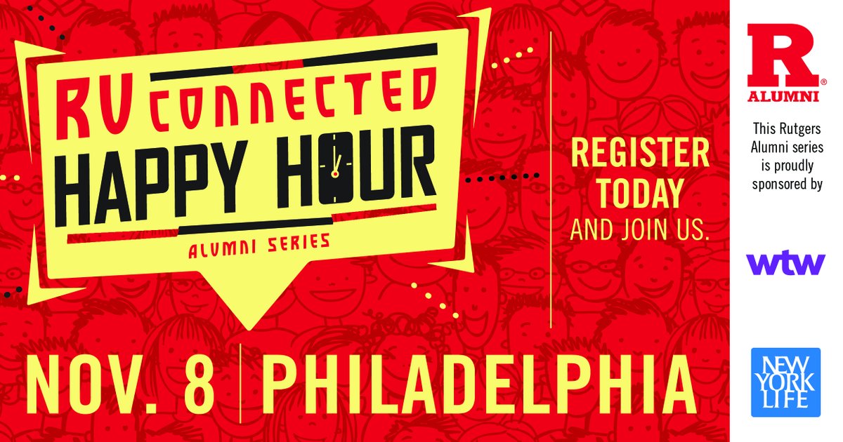 Rutgers Alumni (@rutgersalumni) on Twitter photo Did you graduate within 2018-2023? Join fellow <a href="/RutgersU/">Rutgers University</a> alumni for complimentary appetizers & beverages at a casual RU Connected happy hour near you: ✴️ Nov. 8 - Philadelphia, PA. Register by 10/24! cvent.me/EM70r8 Did you graduate within 2018-2023? Join fellow <a href="/RutgersU/">Rutgers University</a> alumni for complimentary appetizers & beverages at a casual RU Connected happy hour near you: ✴️ Nov. 8 - Philadelphia, PA. Register by 10/24! cvent.me/EM70r8