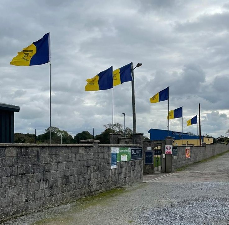 Club grounds looking great, big thank you to Dave and Tom Long for flying the colours today 💙💛 looking forward to next Sunday 
#weareballymac 
#ShowYourColors