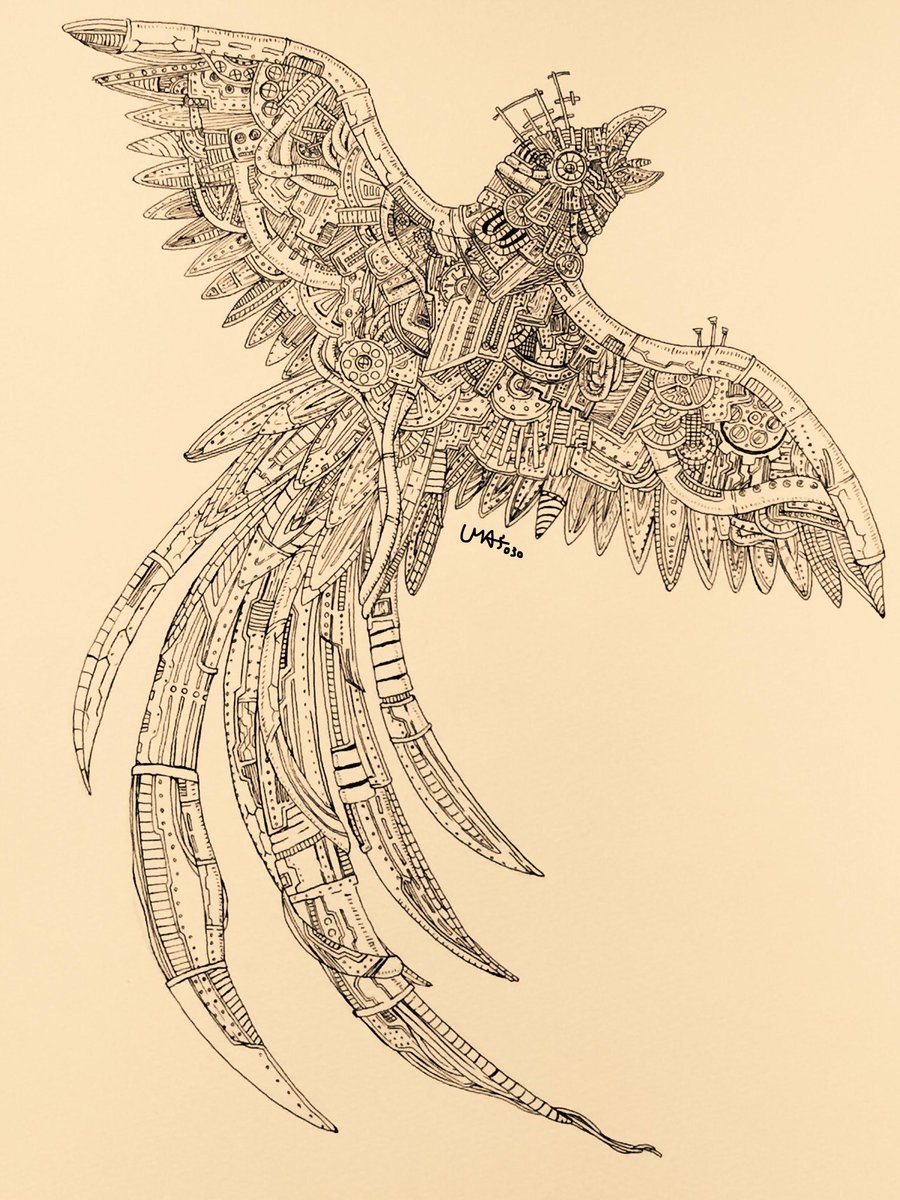 「学生の時にスケブに描いた鳥の絵発掘」|UMA子(噛み応えが良い)のイラスト