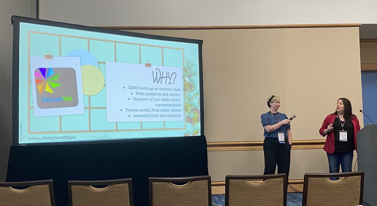 Learning so much about the Kentucky Shared Collection from ⁦<a href="/emilydnorthcutt/">Emily Northcutt, NBCT</a>⁩ &amp; ⁦<a href="/FDHSBookJockey/">Kelli Reno (she/her)</a>⁩ at #AASL23. Great model for other states &amp; districts to equitably &amp; inexpensively increase access to high-interest, quality books.

Also ⁦⁦<a href="/LITbyMackin/">Tim Kane</a>⁩ rocks!