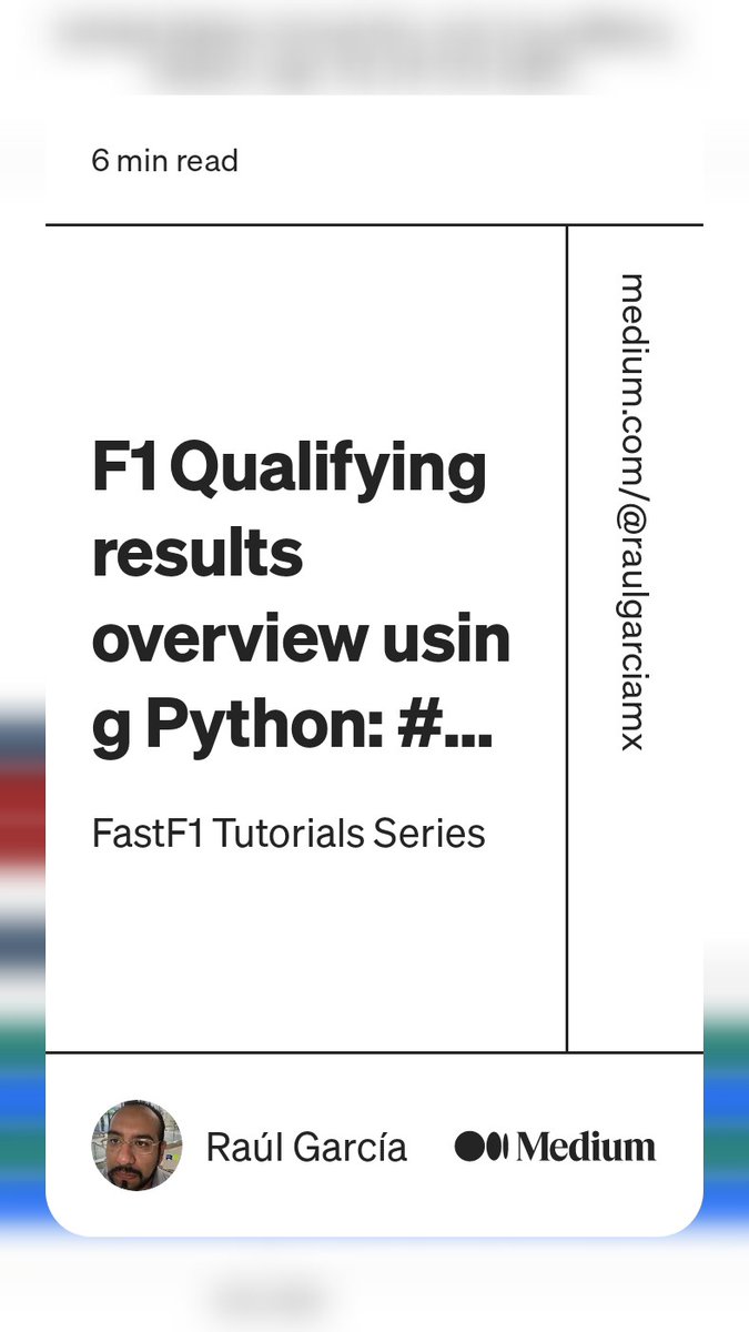 raulgarciamx's tweet photo. #USGP Qualifying Results using Python. #Python #FastF1
Read this story from Raúl García on Medium: https://t.co/iuih61X52b https://t.co/87VHXhaTTc
