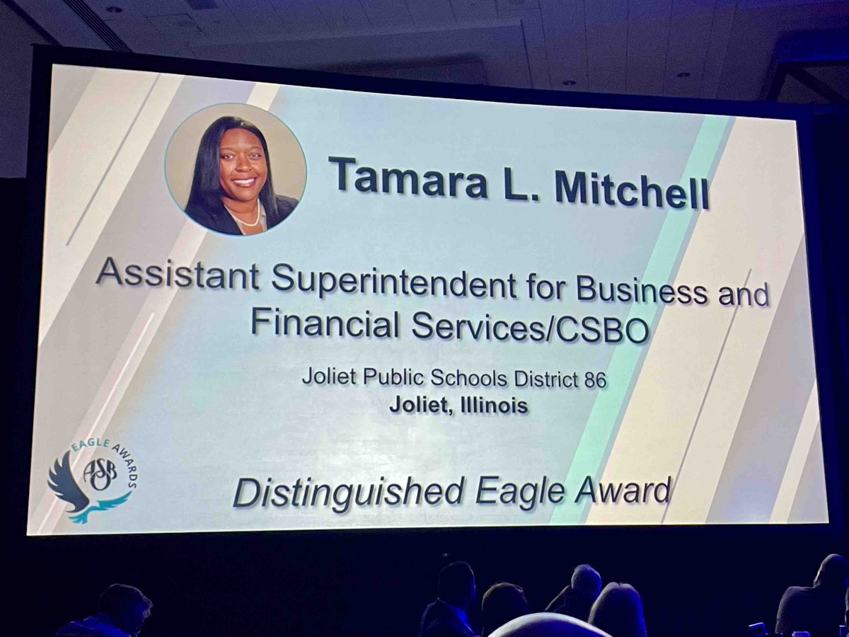 IllinoisASBO's tweet photo. Congrats to our president-elect Tamara Mitchell on being honored with her Eagle Award this morning at #ASBOACE23!  

We are so proud of her hard work and commitment that led to the highest award in school business!
#IASBO #InvestIgnite #EagleAward https://t.co/ytFcHj4dyJ