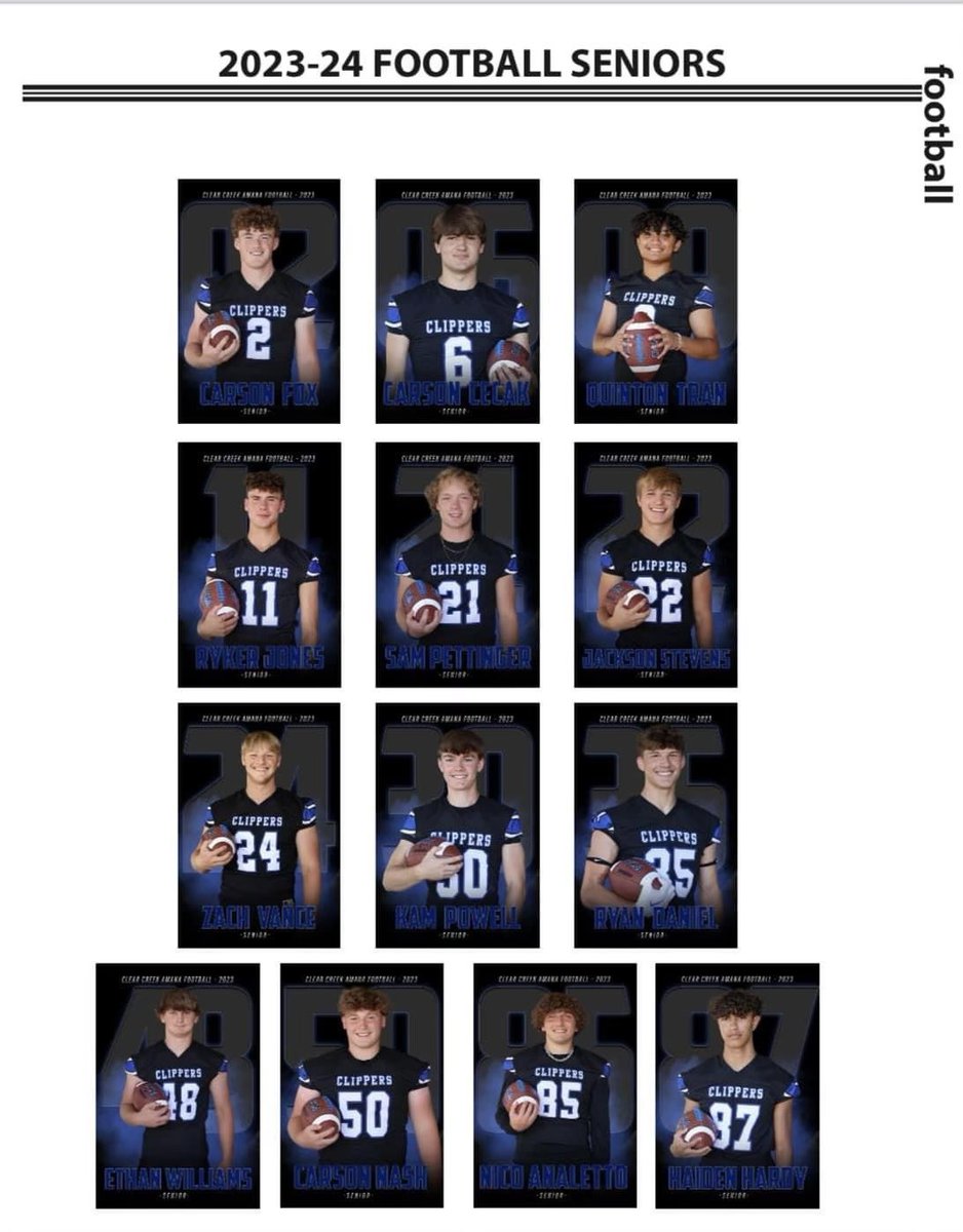 Thank you seniors. You were a joy to be around and coach. Each of you gave everything you had to the Clipper Football program, thank you. Our staff will miss you and everything you brought to the program. Good football players, better people. Always part of our family. ❤️