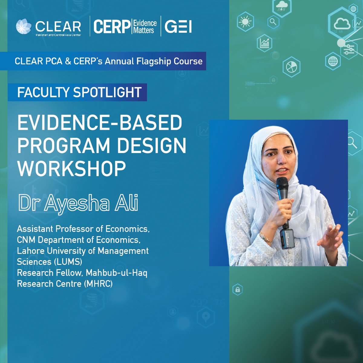 @CERPakistan @GEI_GlobalEval @GhazalaMansuri @MaroofAliSyed @Princeton @AndlingerCenter @_farahsaid @HaqMahbub @LifeAtLUMS @adeelshafqat83 @EconomicsLUMS @nazish_afraz #FacultySpotlight for #EBPD2023

Our Evidence-Based Program Design workshop now embeds a climate perspective across all modules, ensuring you're equipped to craft policies that create sustainable impact and cater to climate issues.

@CERPakistan 
@GEI_GlobalEval