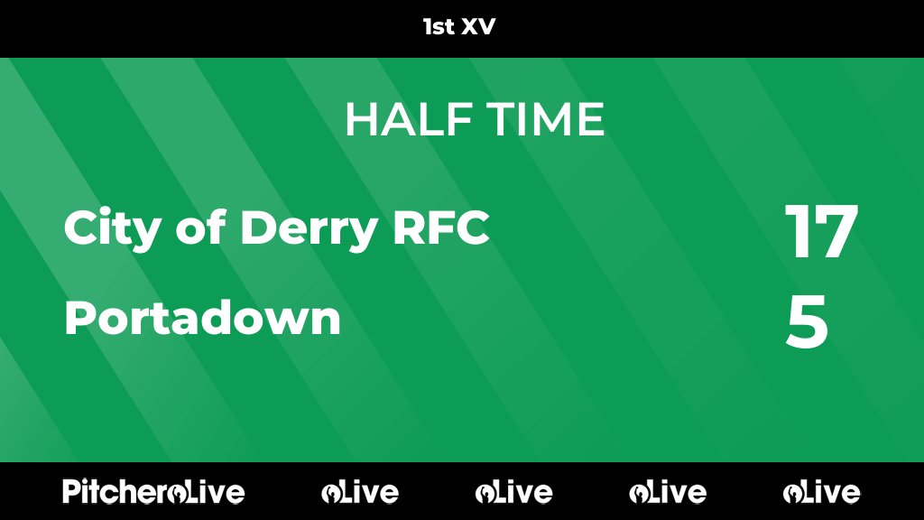 HALF TIME: City of Derry RFC 17 - 5 Portadown #CITPOR #Pitchero cityofderryrfc.com/teams/206645/m…