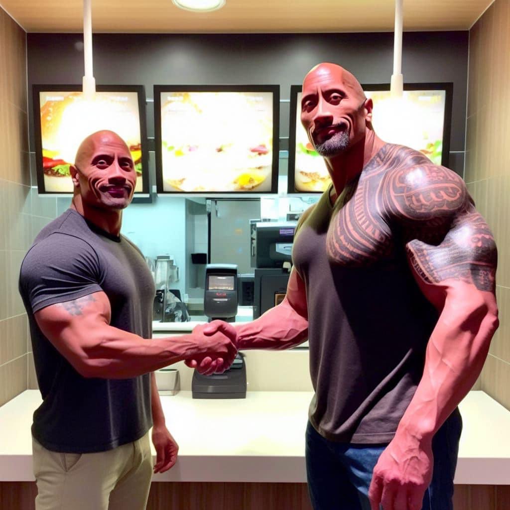 Dwayne Johnson meets the Rock in line at McDonalds