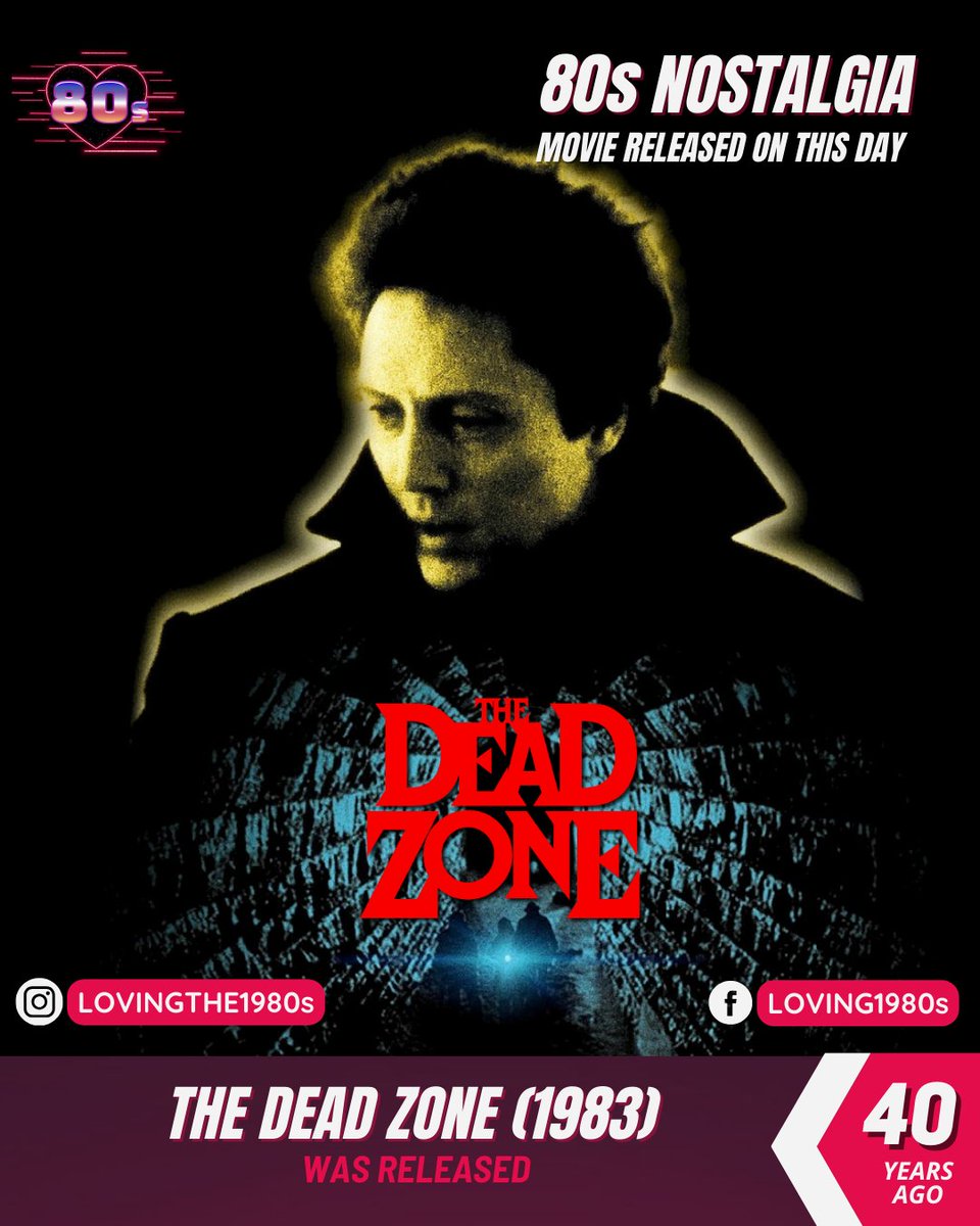 Which 80s horror was released 40 years ago today? The Dead Zone (1983)

🎥 #Lovingthe80s #80sNostalgia #TheDeadZone #80shorror #DavidCronenberg #ChristopherWalken #BrookeAdams #TomSkerritt