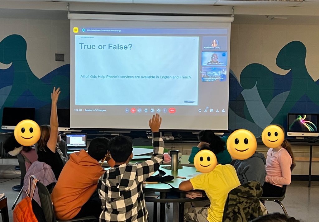 MrB_Rodgers's tweet photo. This week, my Ss had the opportunity to connect with an amazing @KidsHelpPhone counsellor to learn about the services they offer, who you can talk to if you need help, and get answers to questions they had! Such a great way to connect Ss with our community resources! @CRWPS https://t.co/UHOHvW5FF2