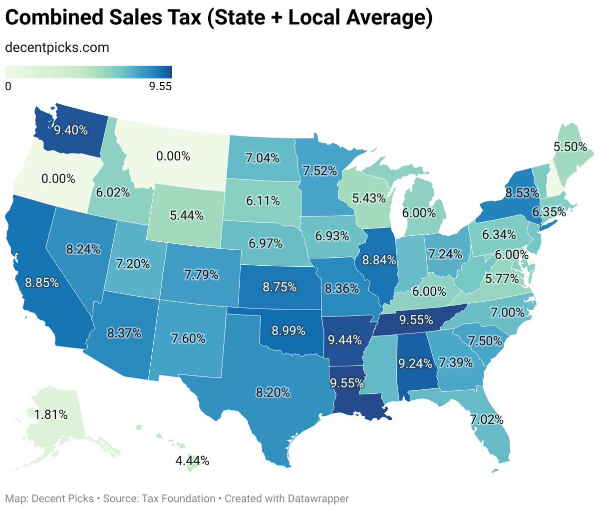 美国5个免税州及各州消费税排名销售税(sales tax)，有时也称为「消费税」，是许多州和地方政府的重要税收 来源。与基于个人或企业收入的所得税不同，销售税是在消费者购物时从他们那里收取，在商品价格的基础上加收一定的百分比。 销售税由州和地方政府决定，并非全国统一  ...