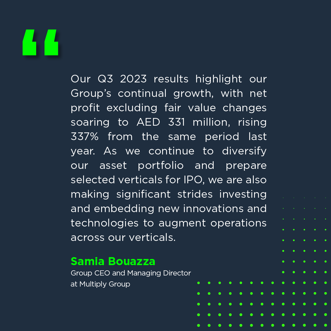 2pointzerogroup's tweet photo. Our Group CEO and Managing Director, Samia Bouazza, on the Group's financial results for Q3 2023.
#MultiplyGroup #FinancialPerformance #QuarterlyResults #Q3results #Profit #Revenue #Growth #Investment #Investmentcompany #UAE #InAbuDhabi #AbuDhabi https://t.co/E9Cn3rvjJx