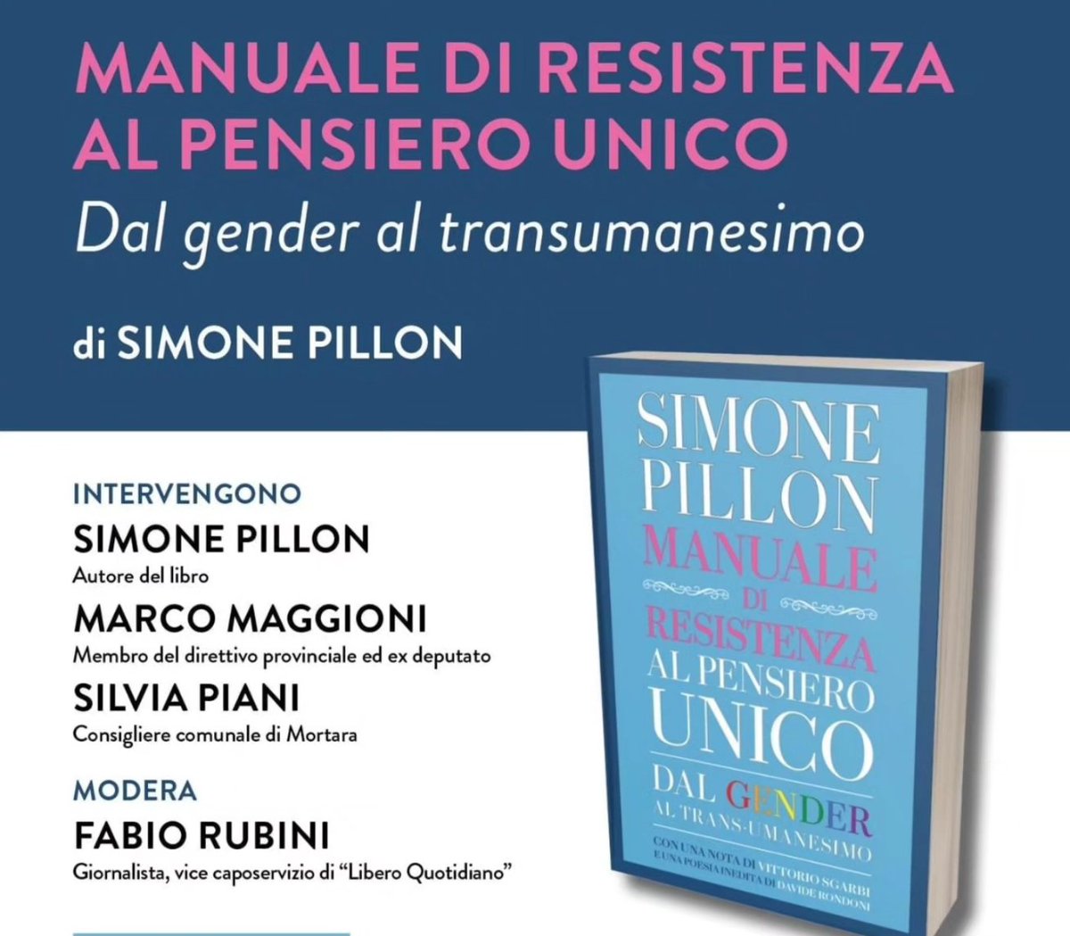 marcmaggioni's tweet image. Ringrazio @SimoPillon per la piacevole e convinta serata di presentazione del suo libro a #Mortara! La libertà di pensiero e la vita vincono sempre!