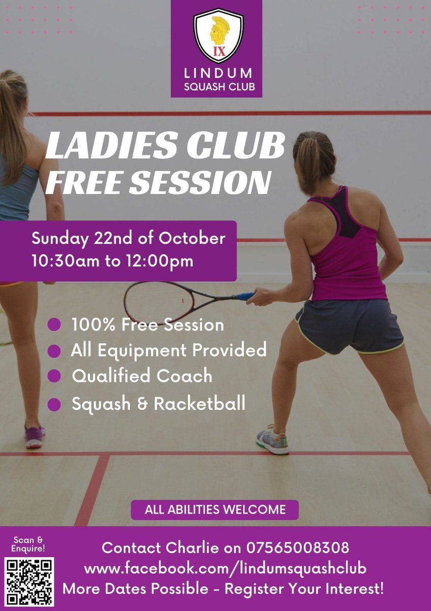 SquashWin's tweet image. Back on court tomorrow with our 2nd free ladies session at @LindumSquash