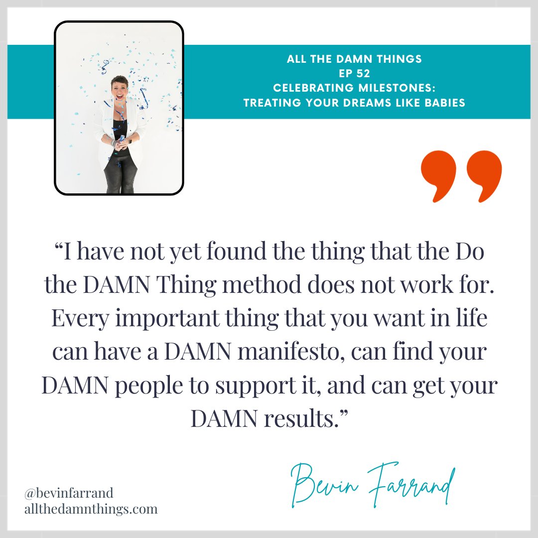 BevinFarrand's tweet image. 🌟 The Do the DAMN Thing method is like a magic wand that works for EVERYTHING in life! 🎩✨

🎧To listen to All the DAMN Things, Episode 52, search on Apple, Spotify, YouTube.

#DoTheDAMNThing #YourDAMNManifesto #CelebrateMilestones #DreamBig #SupportiveCommunity