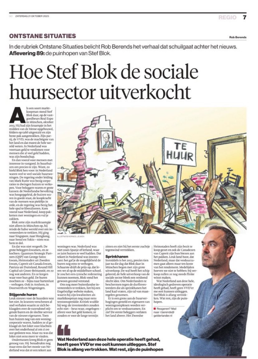 JanMuijtjens's tweet image. De wooncrisis is vooral aan de VVD te danken. Ze geven graag asielzoekers de schuld, maar lees hoe VVD minister Blok de wooncrisis veroorzaakte👇🏿