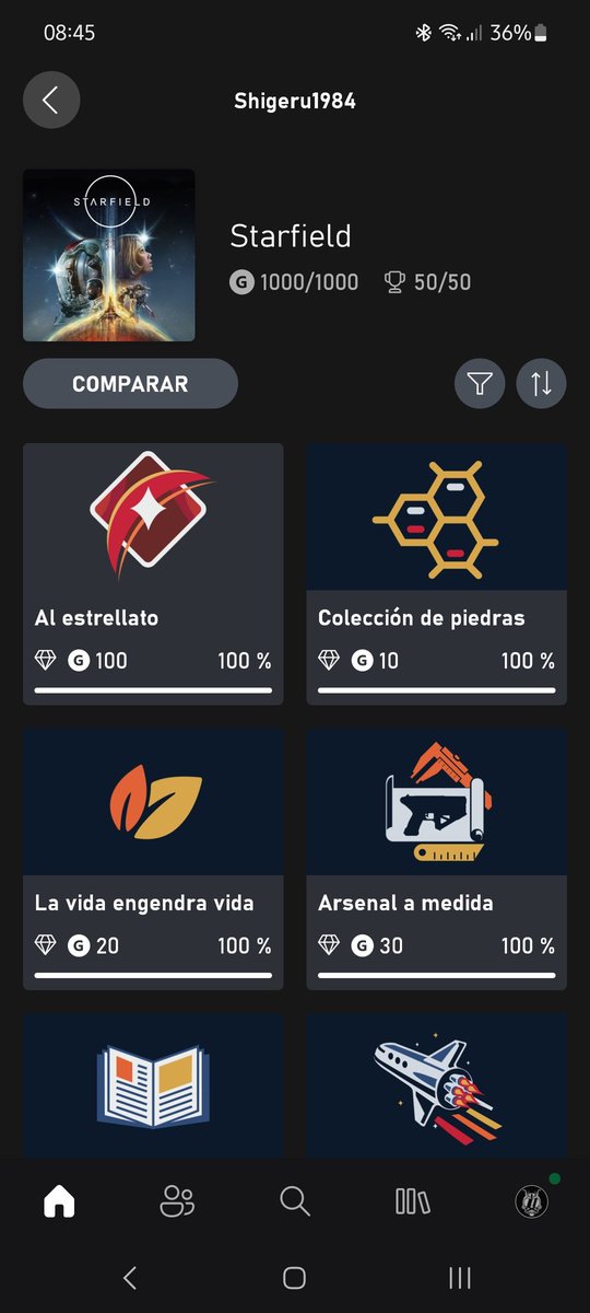 Por fin despues de 1 mes y medio puedo decir que ya tengo <a href="/StarfieldGame/">Starfield</a> en logros completado al 100%, que satisfacion, ahora si llegar a NG+10 😎