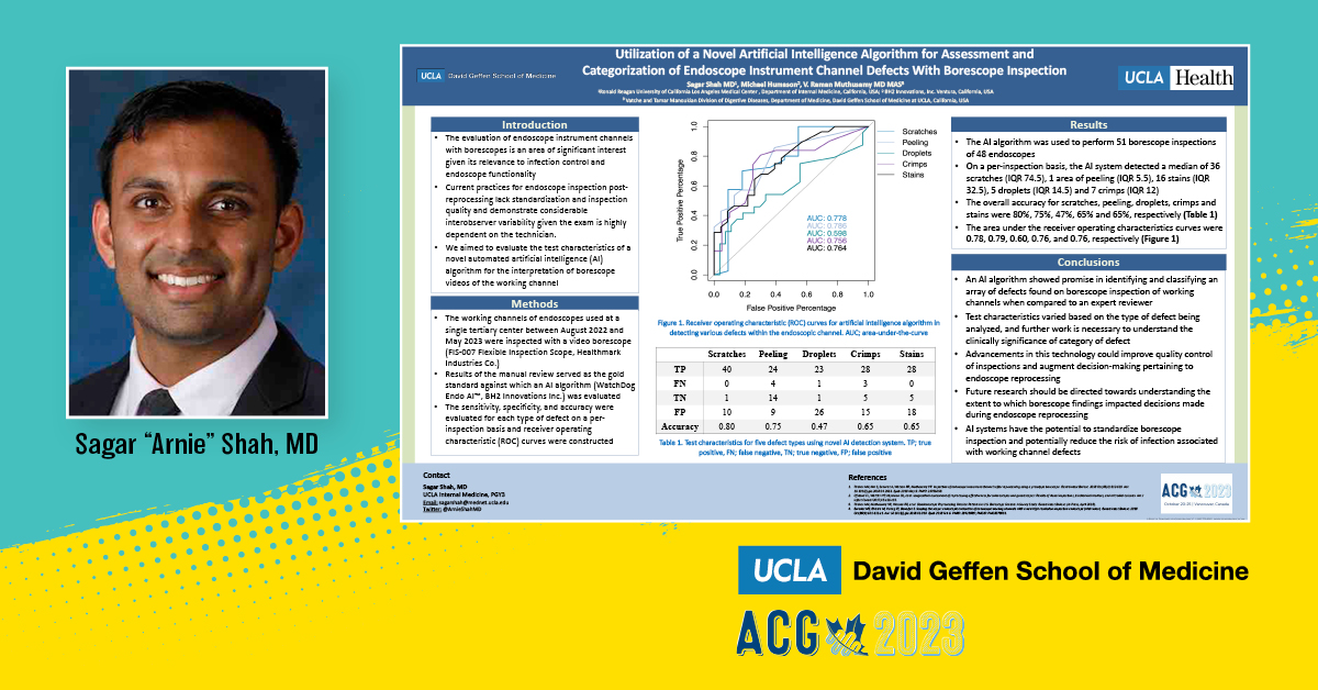 UCLA Gastroenterology and Hepatology (@uclagihep) on Twitter photo Utilization of a Novel #AI Algorithm for Assessment and Categorization of Endoscopic Instrument Channel Defects with Borescope Inspection
👤<a href="/ArnieShahMD/">Arnie Shah</a>
👥Michael Humason <a href="/raman_muthusamy/">Raman Muthusamy</a>
▪️Tuesday, October 24
▪️10:30 am – 4:15 pm
▪️#ACG2023 Poster Session Utilization of a Novel #AI Algorithm for Assessment and Categorization of Endoscopic Instrument Channel Defects with Borescope Inspection
👤<a href="/ArnieShahMD/">Arnie Shah</a>
👥Michael Humason <a href="/raman_muthusamy/">Raman Muthusamy</a>
▪️Tuesday, October 24
▪️10:30 am – 4:15 pm
▪️#ACG2023 Poster Session
