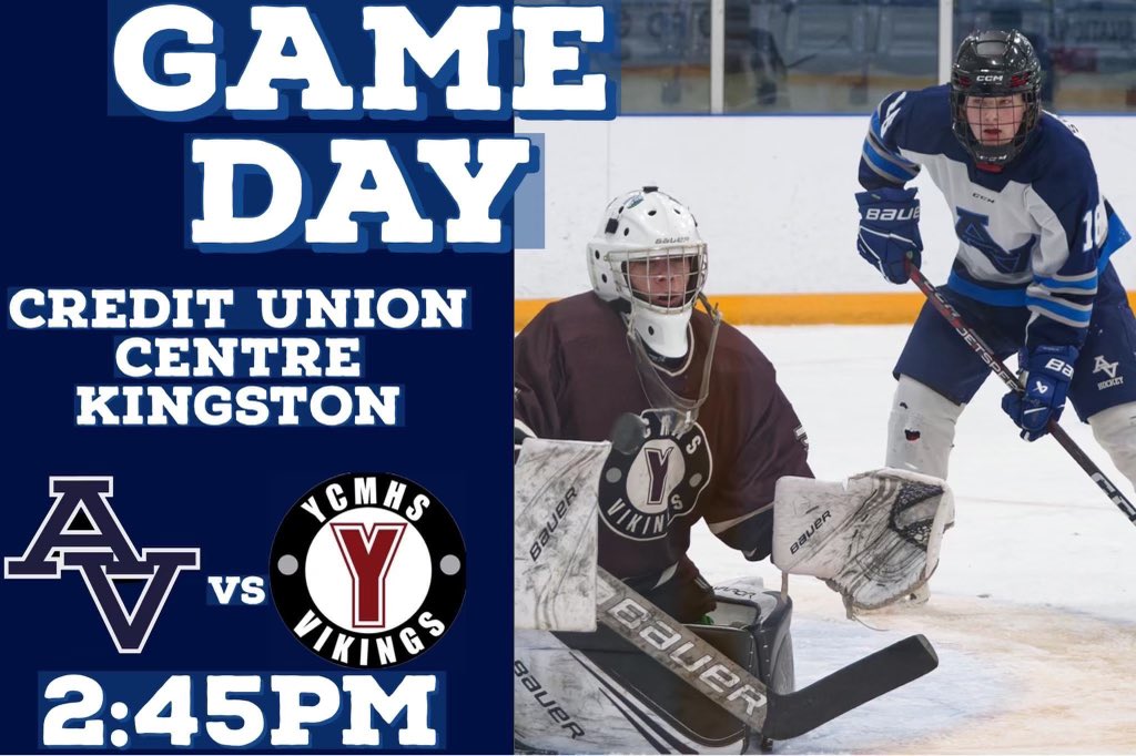 AVhockeyteam's tweet photo. Game day! Back to Kingston for game three of the tournament. Looking to keep the momentum going vs Yarmouth. Big test for the boys!!
#AVPride https://t.co/809t8gJMes
