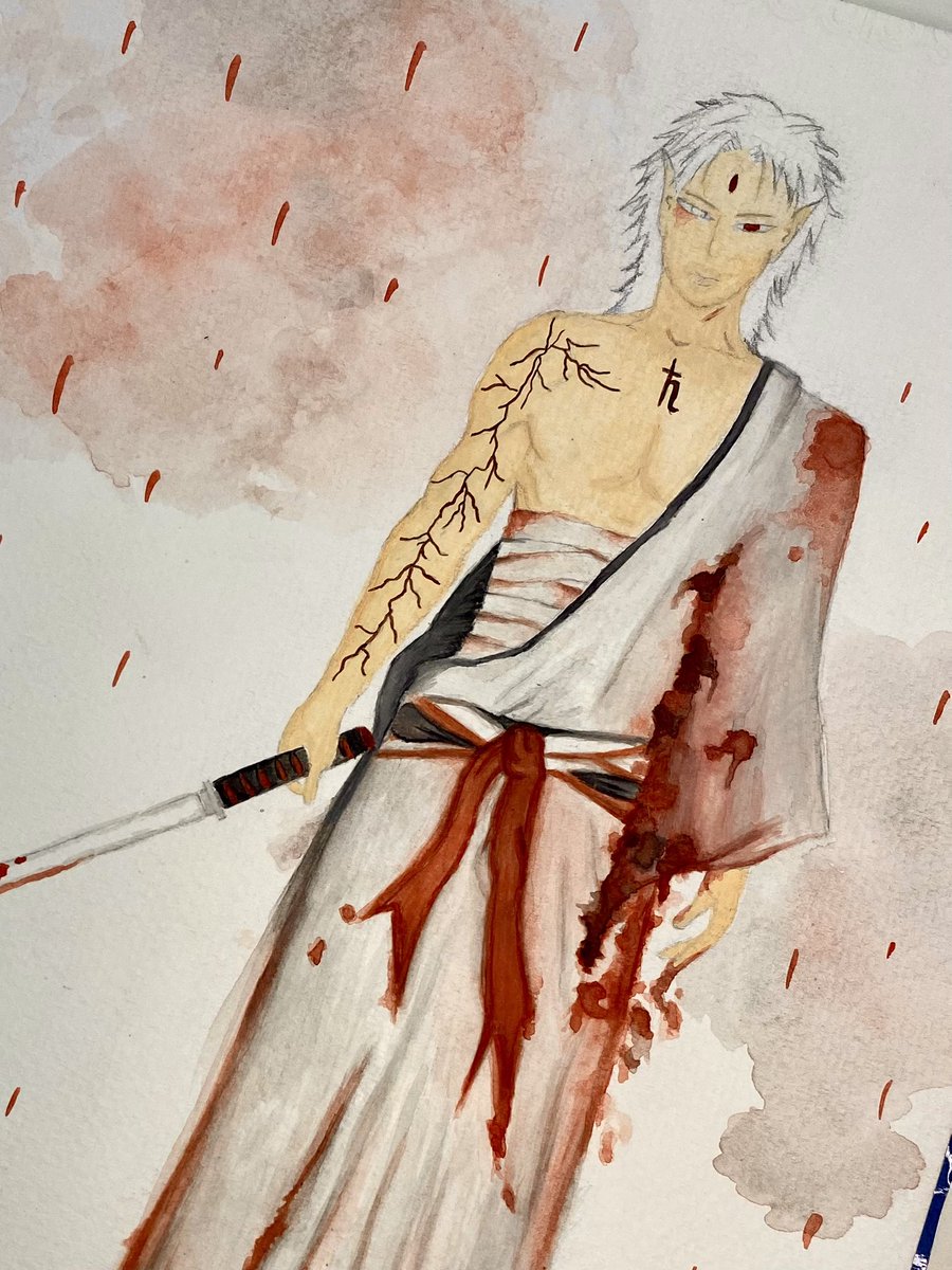 Queenqiix's tweet photo. เทพเจ้าฝนเลือด 
(BLOOD) RAIN GOD THEME 🩸
อยากให้พี่เจฟเป็นเทพฝนเลือด เลยแต่งเรื่องราวเทพเจ้าเจฟฝนเลือดลงไปให้ด้วยงับ 

• ระบายสีน้ำครั้งแรกเยยยตั้งใจสุดๆ🫶🏻

@jeffsatur 
@studio_onsaturn 
#SOSHalloweenFA https://t.co/3ETV1mh0Tc