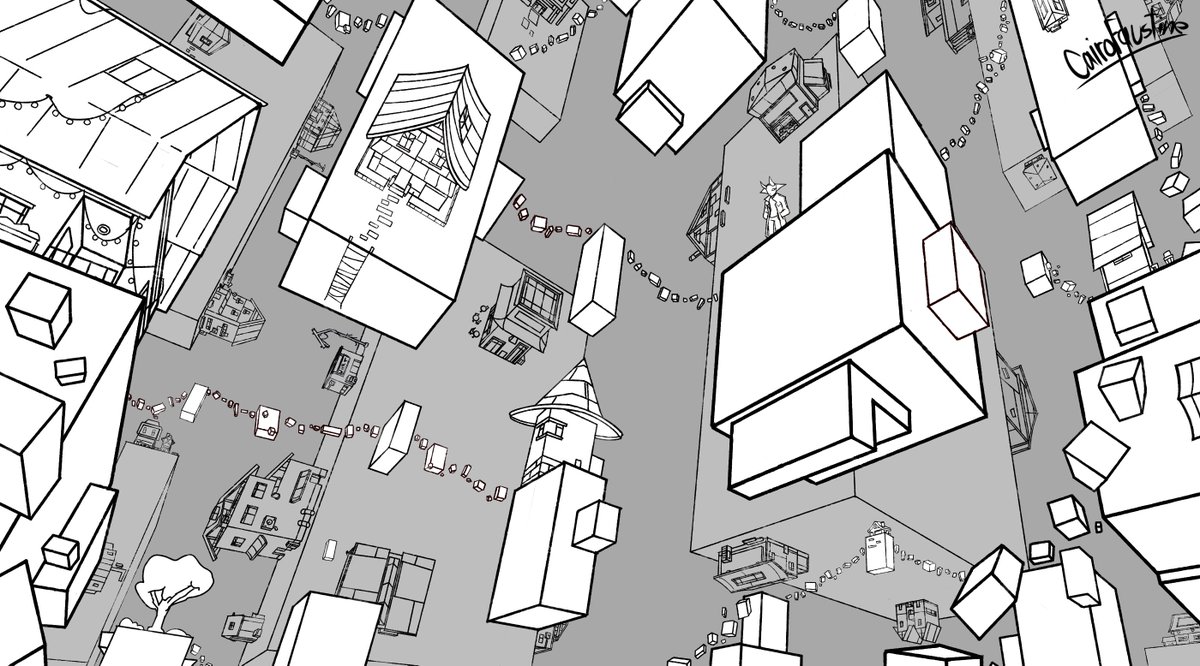 CairoFaustine's tweet image. Made some good progress today so far, added the houses on the giant cubes in the second layer, while also leaving out some space for breathing room.
