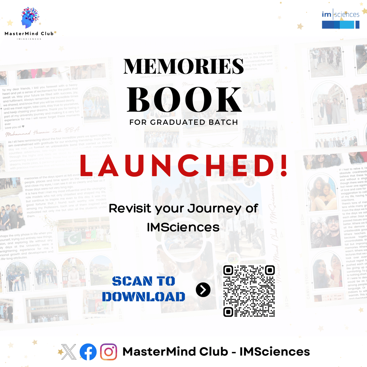 MasterMind_IMS's tweet photo. Time to reminisce with the Memories Book! IMSciences graduates, this one's for you.
Take a peek inside, relive the good times, and let us know what you think. Share the love! 

Link to Download: https://t.co/BeTsSzSG3S

#MasterMind #IMSciences #Graduationweek #Memories #Explore https://t.co/ocAQpGMwAI