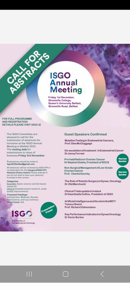 Sharon O'Toole (@shotoole81) on Twitter photo Call for abstracts for the annual ISGO meeting, fantastic speaker line up #gynaecancer @isgoppo <a href="/thisisgo_ie/">ThisisGO.ie</a> Call for abstracts for the annual ISGO meeting, fantastic speaker line up #gynaecancer @isgoppo <a href="/thisisgo_ie/">ThisisGO.ie</a>