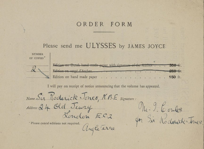 johnstonglenn's tweet image. Journalist Sir Roderick Jones was born OTD in 1877. He was managing director of Reuters from 1916 to 1941 and was described as "imperious and autocratic." He purchased copy No 754 of Ulysses from Shakespeare and Company in 1922.