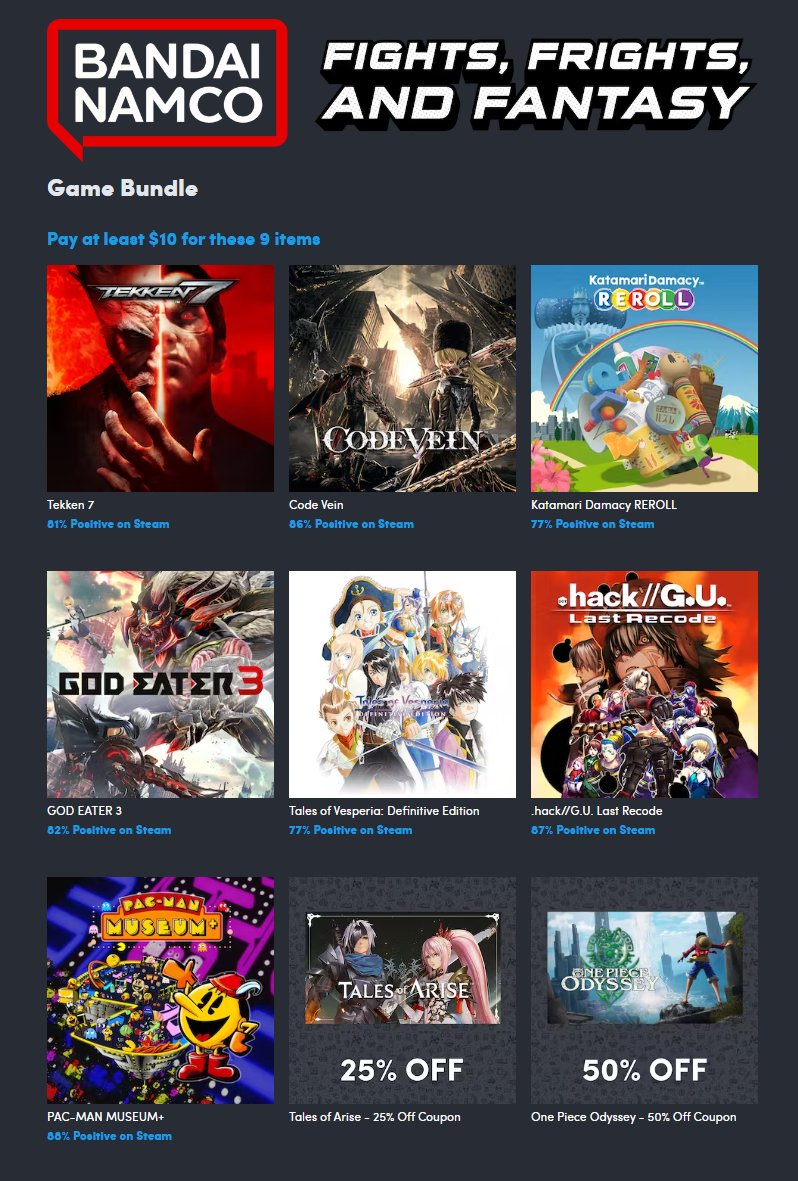Wario64's tweet photo. Tekken 7 (Steam) w/ 6 other games is $10 on Humble Bandai Namco Bundle https://t.co/VGeRMLnROL #ad https://t.co/jGY5Dwa5oK
