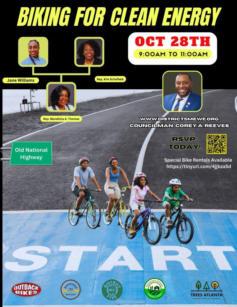 Attention Bike Riders, don’t forget to register: tinyurl.com/4jjbza5d
This a great initiative for the South Fulton Community.