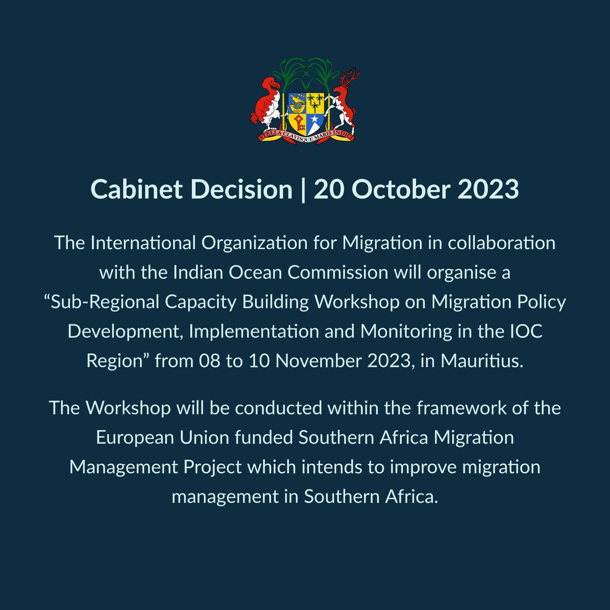 🇲🇺 #Mauritius

@commission_coi @EUAmbMauritius  @EU_Partnerships @UNmigration @SammProject